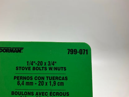 Dorman 799-071 Stove Bolt With Nuts - Grade 5, 1/4-20 Thread, 20 Bolts Total