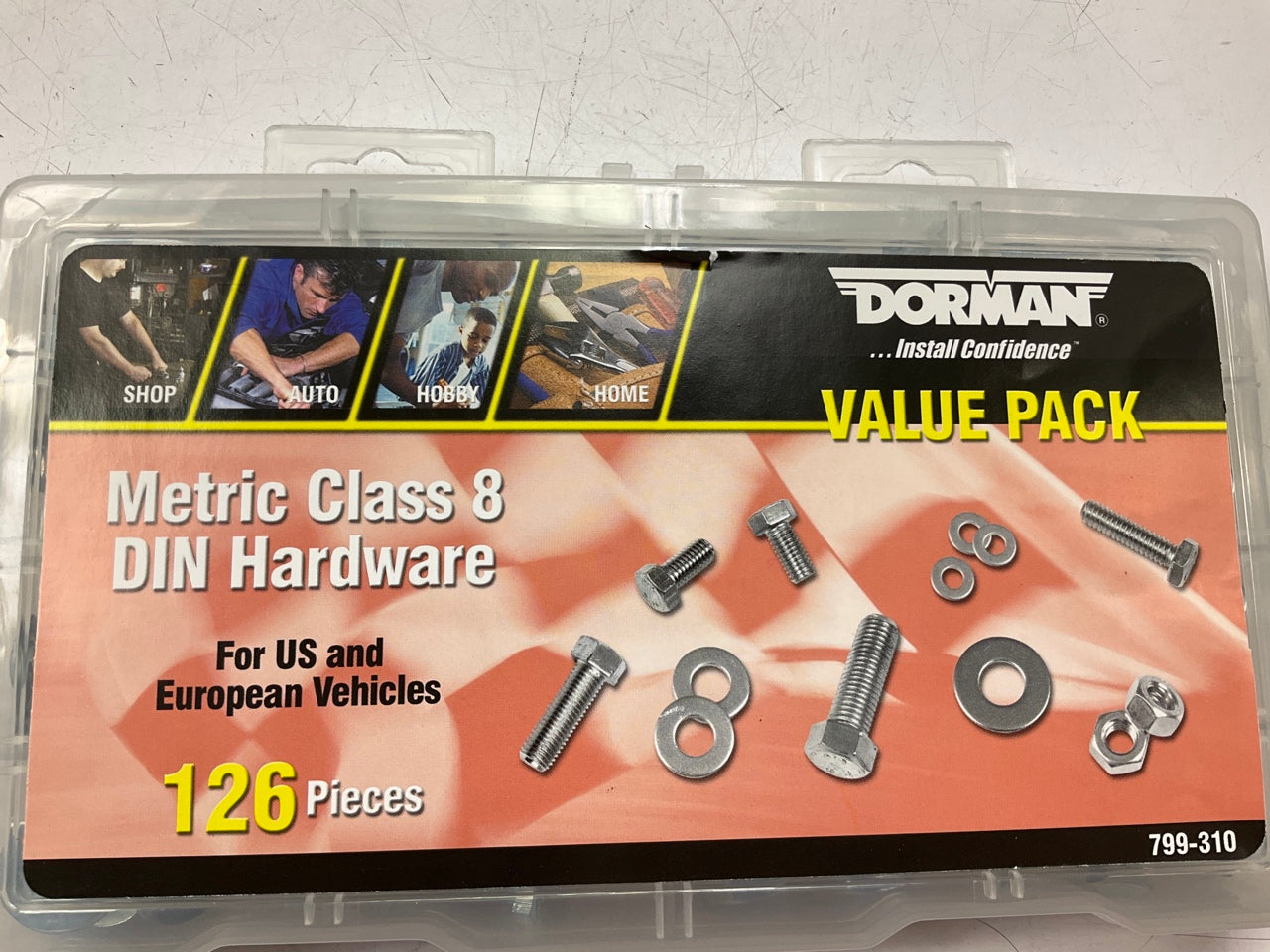 Dorman 799-310 126-Piece Metric Class 8 DIN Hardware Bolt Nut Washer Assortment