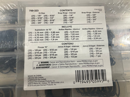 Dorman 799-323 E-Clip And Snap Ring Assortment Kit - 300 PCS