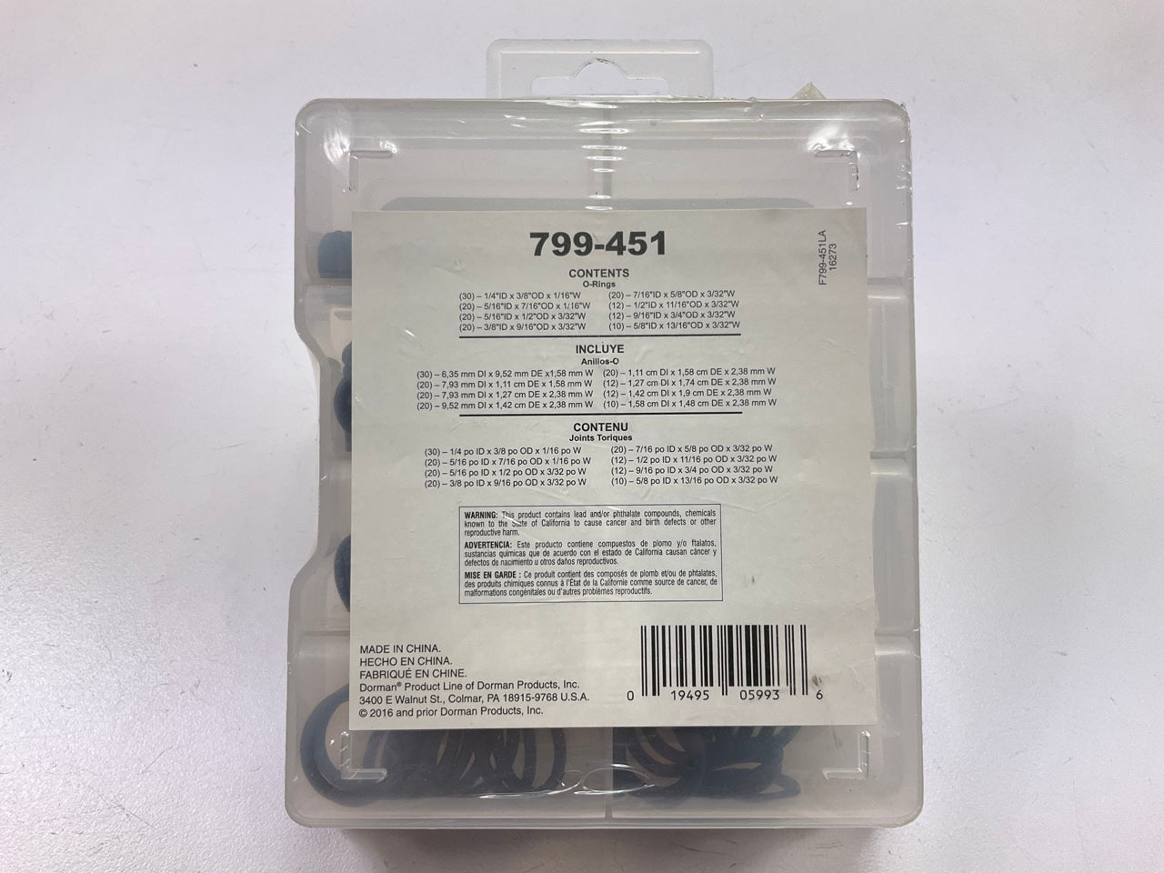 Dorman 799-451 Standard O-Rings Value Pack- 8 Sku's- 144 Pieces