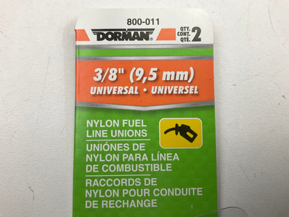 Dorman 800-011 Barbed Carbon Steel Union For 3/8 In. Nylon Fuel Lines - 2 PACK