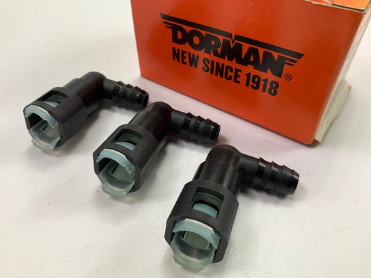 (3) Dorman 800-086 3/8'' To 3/8'' 90 Degree Fuel Line Quick Connector