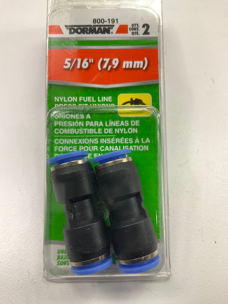 Dorman 800-191 Nylon Fuel Line Unions - 5/16 In. - Pack Of 2