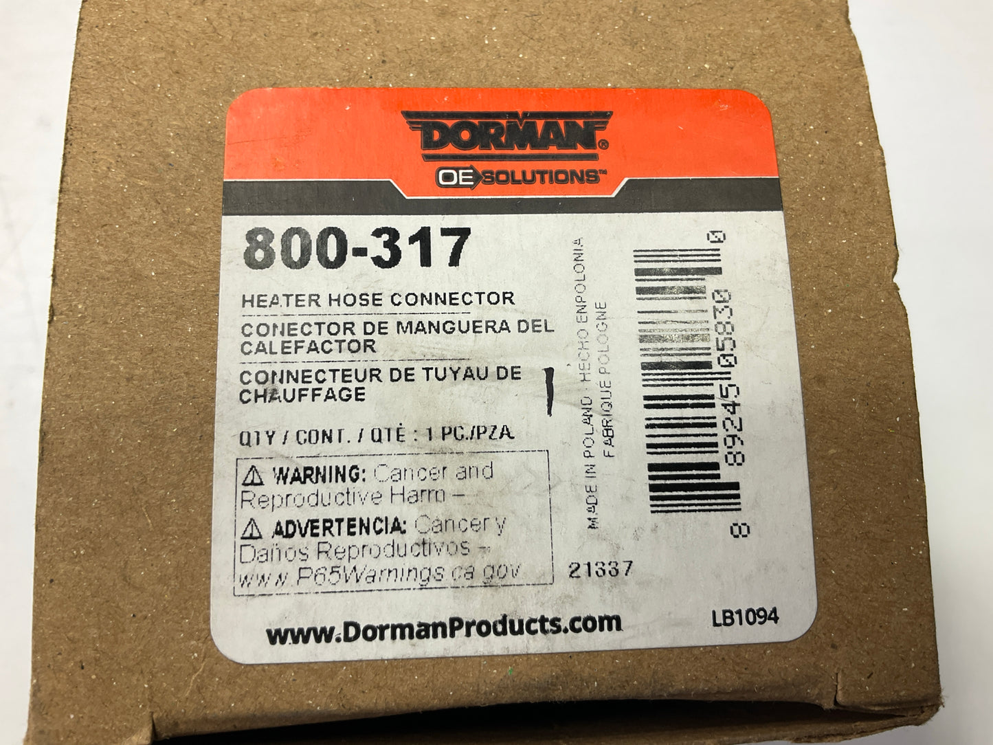 Dorman 800-317 OE Solutions HVAC Heater Hose Connector