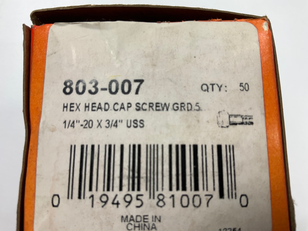 (50) Dorman 803-007 Cap Screw - Hex Head - Grade 5 - 1/4-20 X 3/4 In.