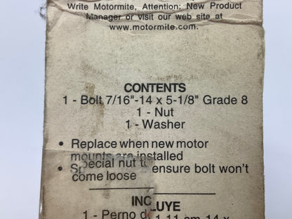 Dorman 81101 Engine Motor Mount Bolt Kit - Grade 8 - 7/16''-14 X 5-1/8''
