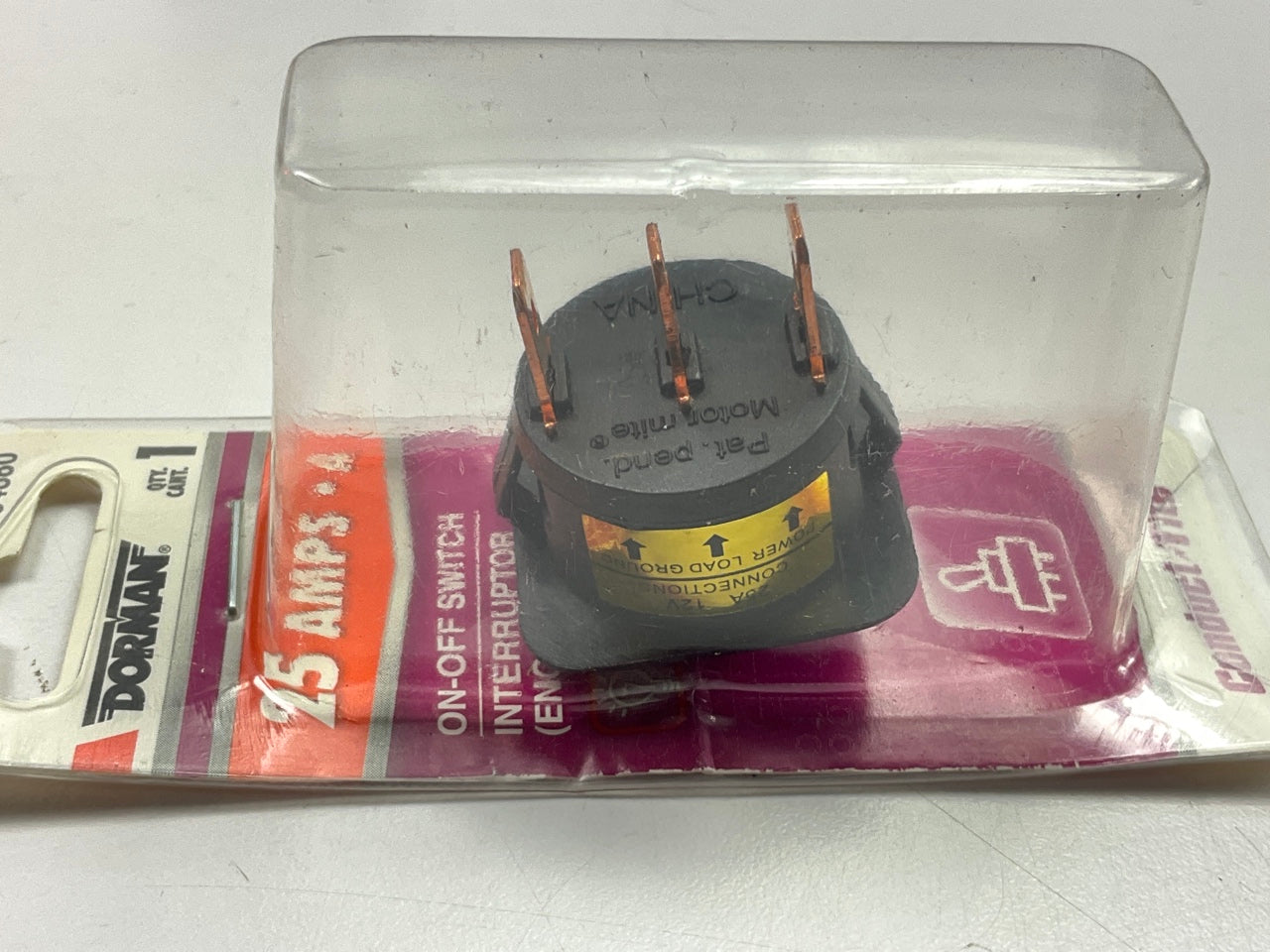 Dorman 84880 Rocker Switch - Black Body/Red LED Glow - Round Style 12V 25A