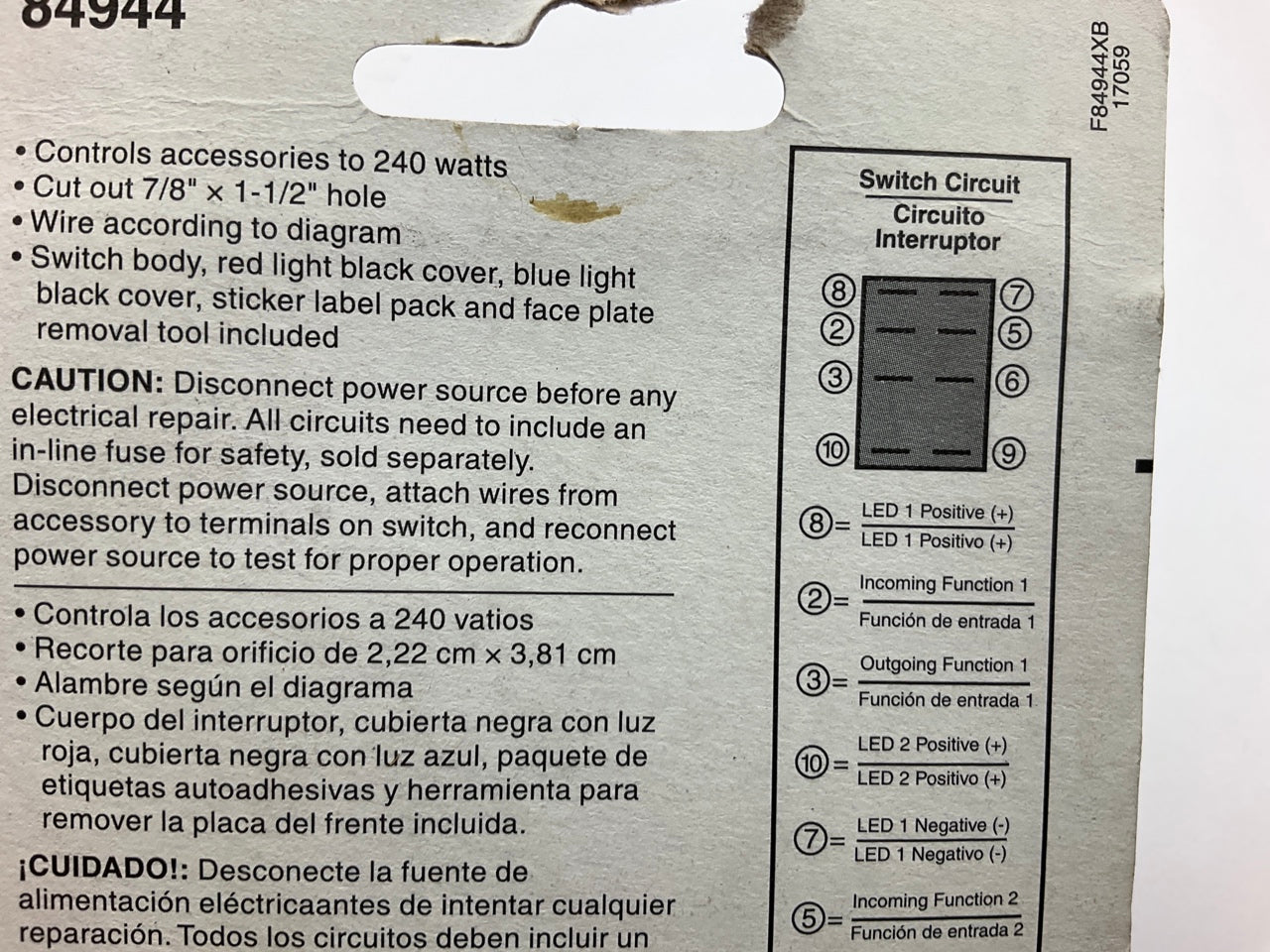 Dorman 84944 Clear Glow Rocker Switch, 20 Amp, With Red & Blue Covers