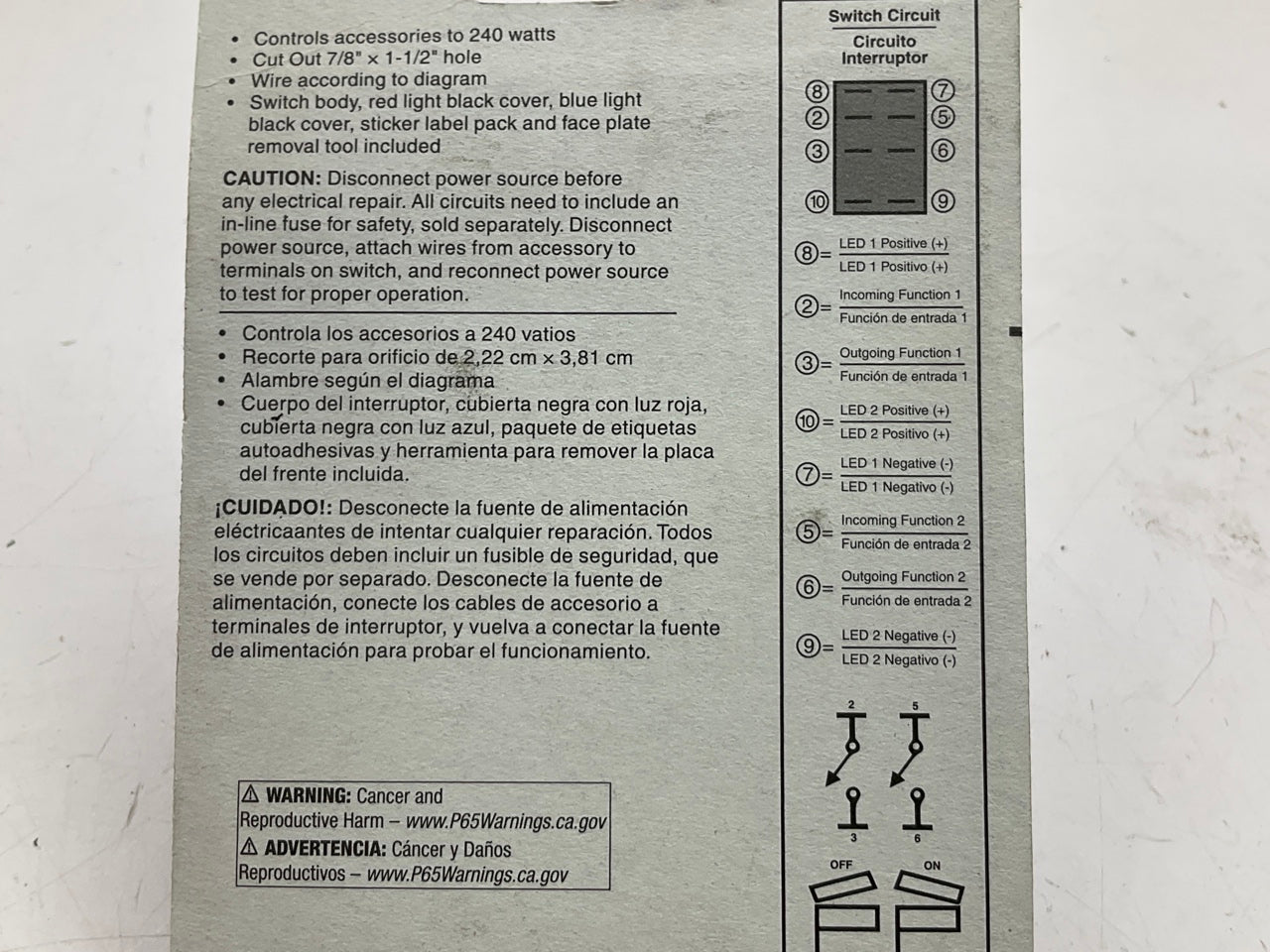 Dorman 84945 Rocker Switch - On/OFF/On, Clear Glow, 20 Amp, 12V