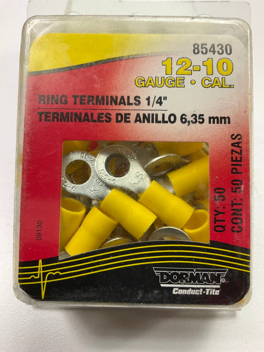 Dorman 85430 12-10 Gauge Ring Terminal, 1/4 In., Yellow - Pack Of 50