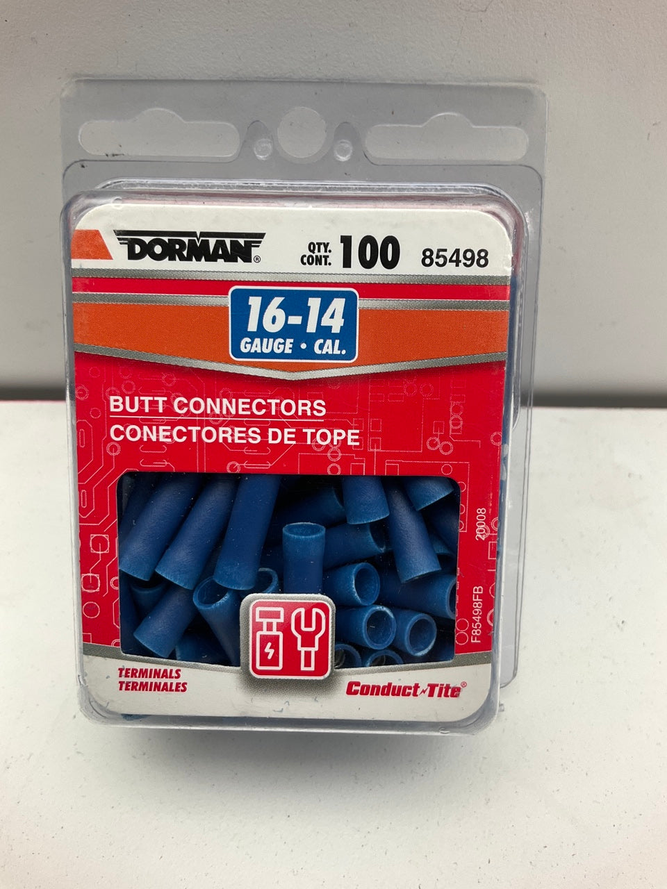 Dorman 85498 16-14 Gauge Butt Electrical Connector Terminal, Blue - 100 Pack