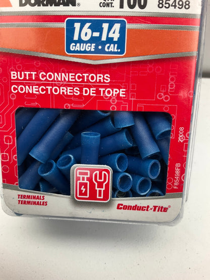 Dorman 85498 16-14 Gauge Butt Electrical Connector Terminal, Blue - 100 Pack