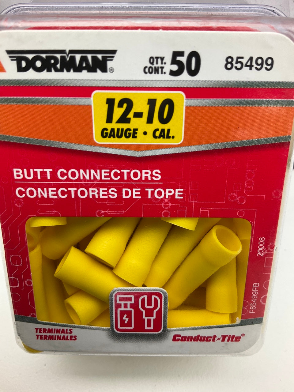 Dorman 85499 Yellow Butt Connector Terminals, 12-10 Gauge, Pack Of 50 Pcs