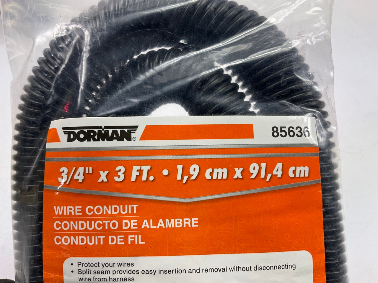 Dorman 85636 3/4 In. X 3 Ft. Black Flex Split Wire Conduit