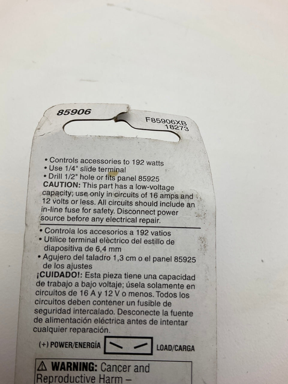 Dorman 85906 16 Amp On-Off Electrical Toggle Switch  - Lever Plastic Black
