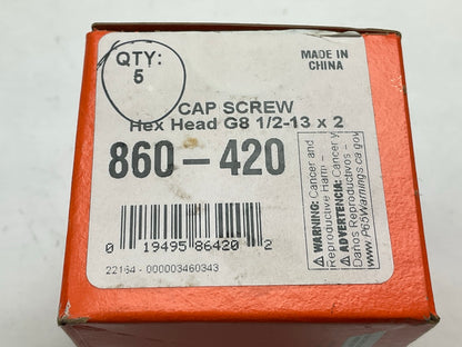 (5) Dorman 860-420 Multi-Purpose Bolt Cap Screw  1/2-13 X 2'', Grade 8