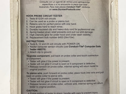 Dorman 86271 Hook Probe Electrical Circuit Tester Tool - 6V, 12V, Or 24V
