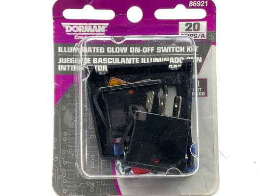 Dorman 86921 Red And Amber Rocker Arm Switch Kit With Mount Panel, 20A 12V