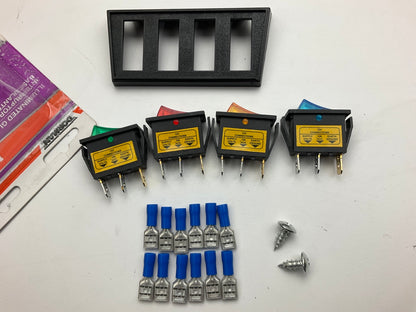 Dorman 86923 10 Amp Rocker Switches - Red, Blue, Amber & Green - Pack Of 4