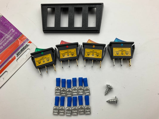 Dorman 86923 10 Amp Rocker Switches - Red, Blue, Amber & Green - Pack Of 4