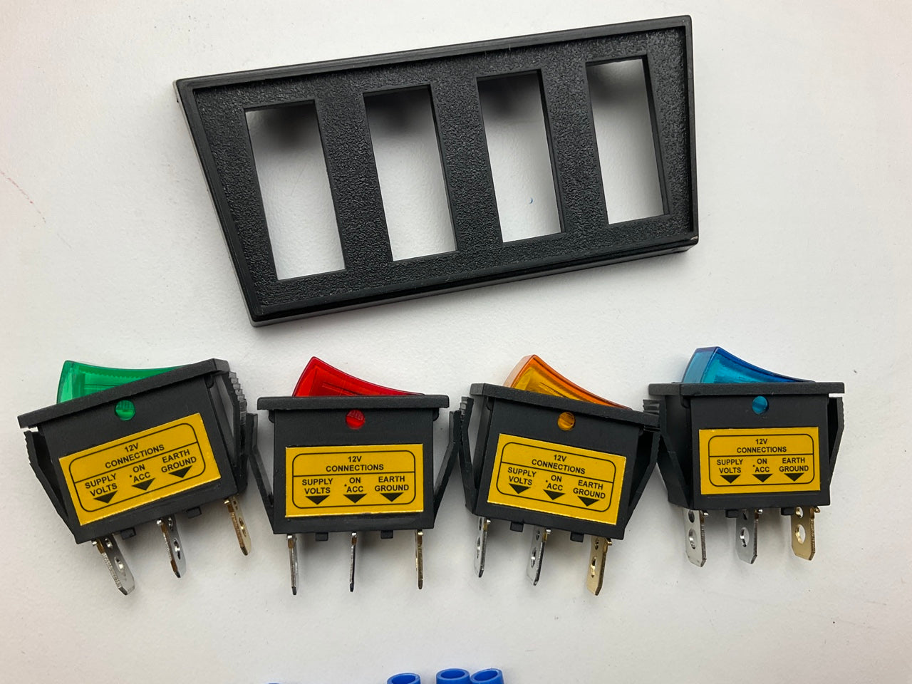 Dorman 86923 10 Amp Rocker Switches - Red, Blue, Amber & Green - Pack Of 4