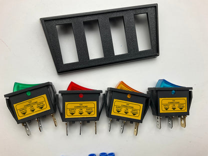 Dorman 86923 10 Amp Rocker Switches - Red, Blue, Amber & Green - Pack Of 4