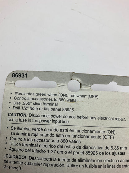 Dorman 86931 30 Amps On-Off LED Toggle Switch - Black And Silver