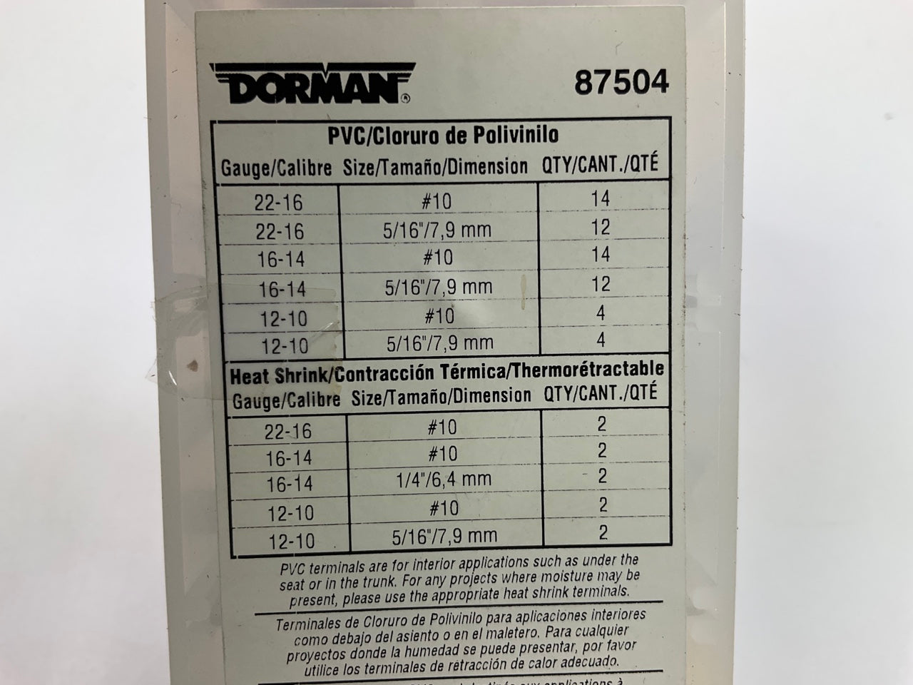 Dorman 84504 22-10 Gauge Ring Terminal Kit - Pack Of 70