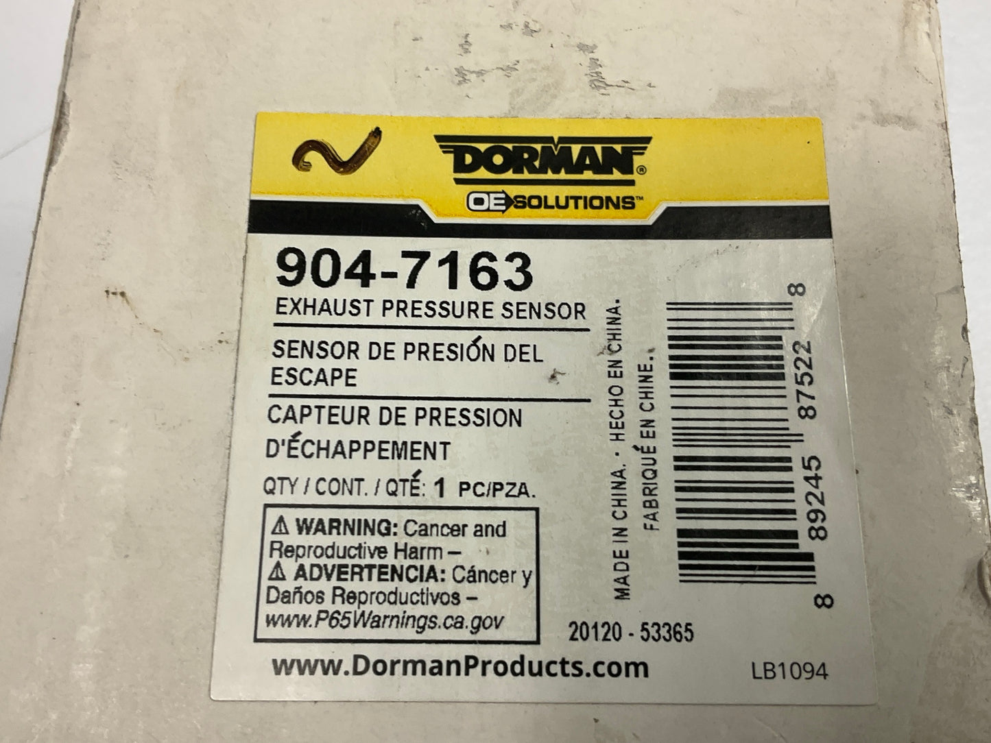 Dorman 904-7163 Exhaust Gas Recirculation EGR Pressure Sensor