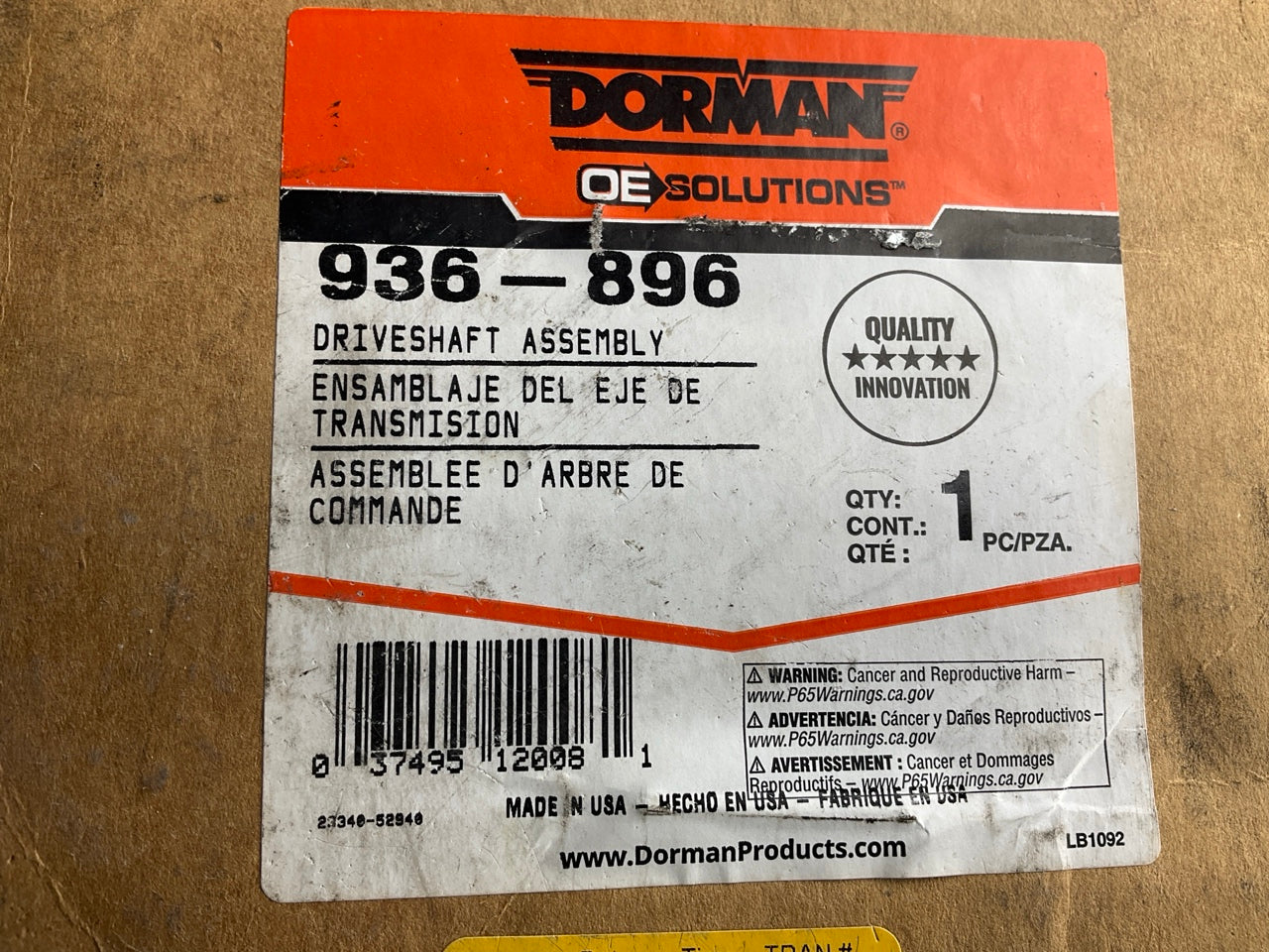 Dorman 936-896 Rear Driveshaft For 2007-2010 Ford Explorer Sport Trac