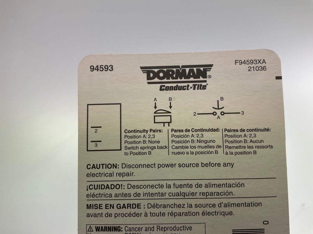 Dorman 94593 12V Weatherproof Universal Rocker Switch, 20 Amp