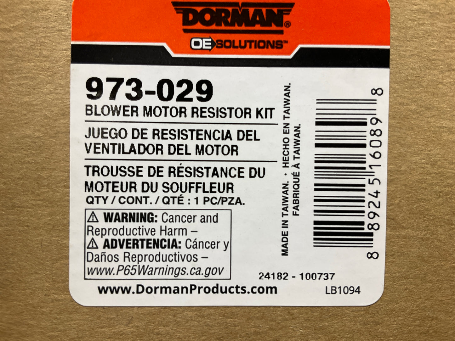 Dorman 973-029 HVAC Blower Motor Resistor Kit