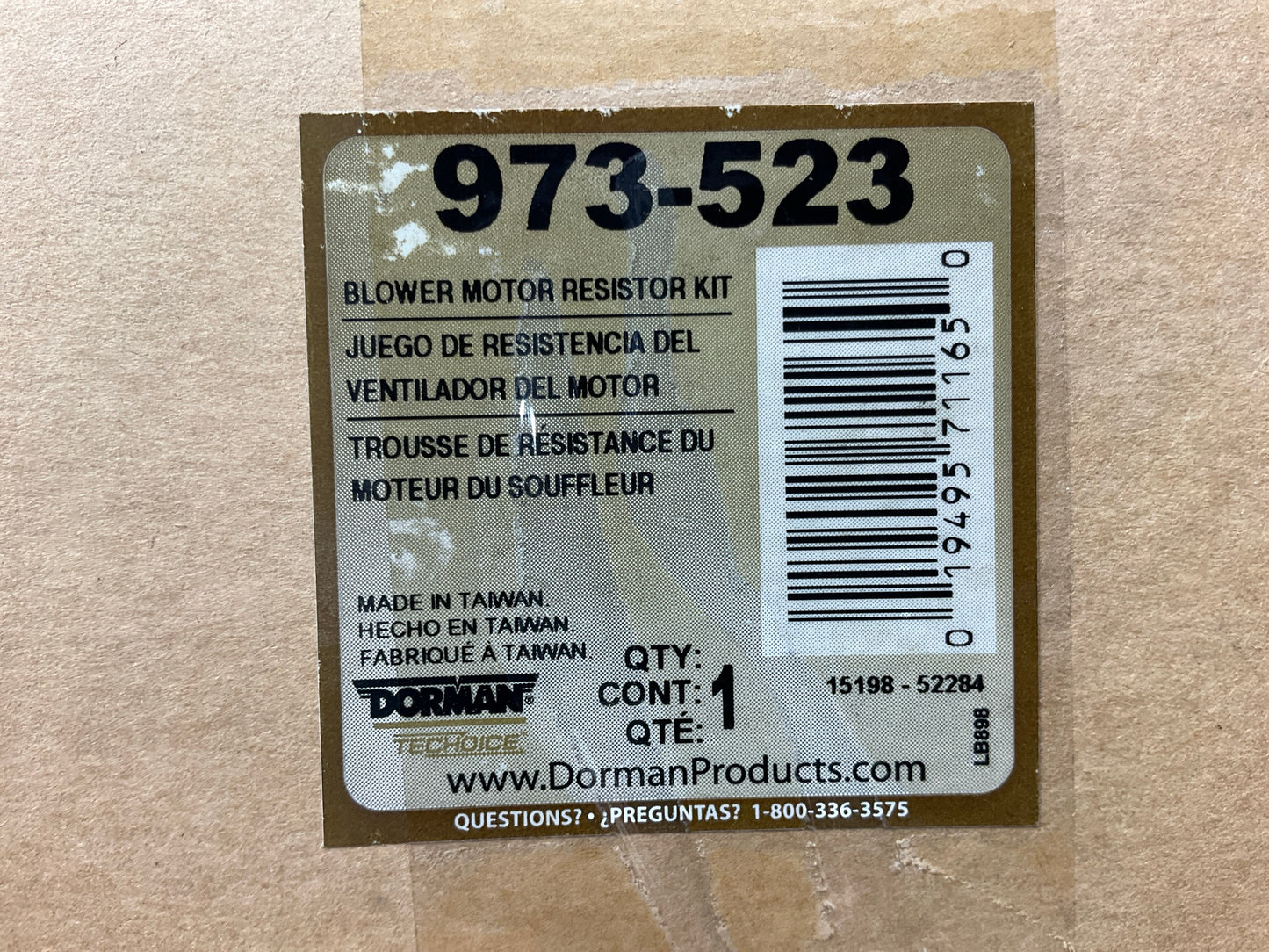 Dorman 973-523 HVAC Blower Motor Resistor W/ O Harness And Connectors