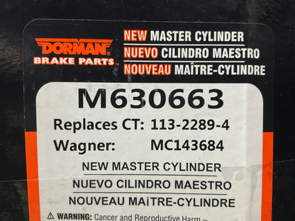 W/O CAP - Dorman M630663 Brake Master Cylinder