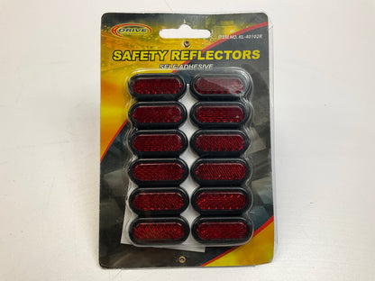 Drive KL-40102R Self Adhesive Trailer RED Oval Reflectors, 12 Pack, 1-3/8''x5/8''