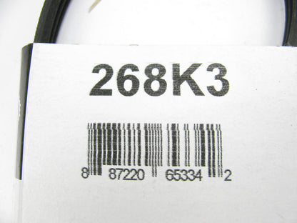Drive Works 268K3 Serpentine Belt - 0.42'' X 26.70'' - 3 Ribs