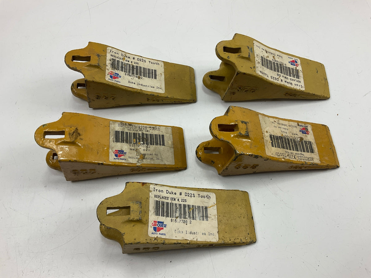 (5) Teeth Duke 22S V-style Excavator 22 Series Bucket Tooth As Shown No Hardware
