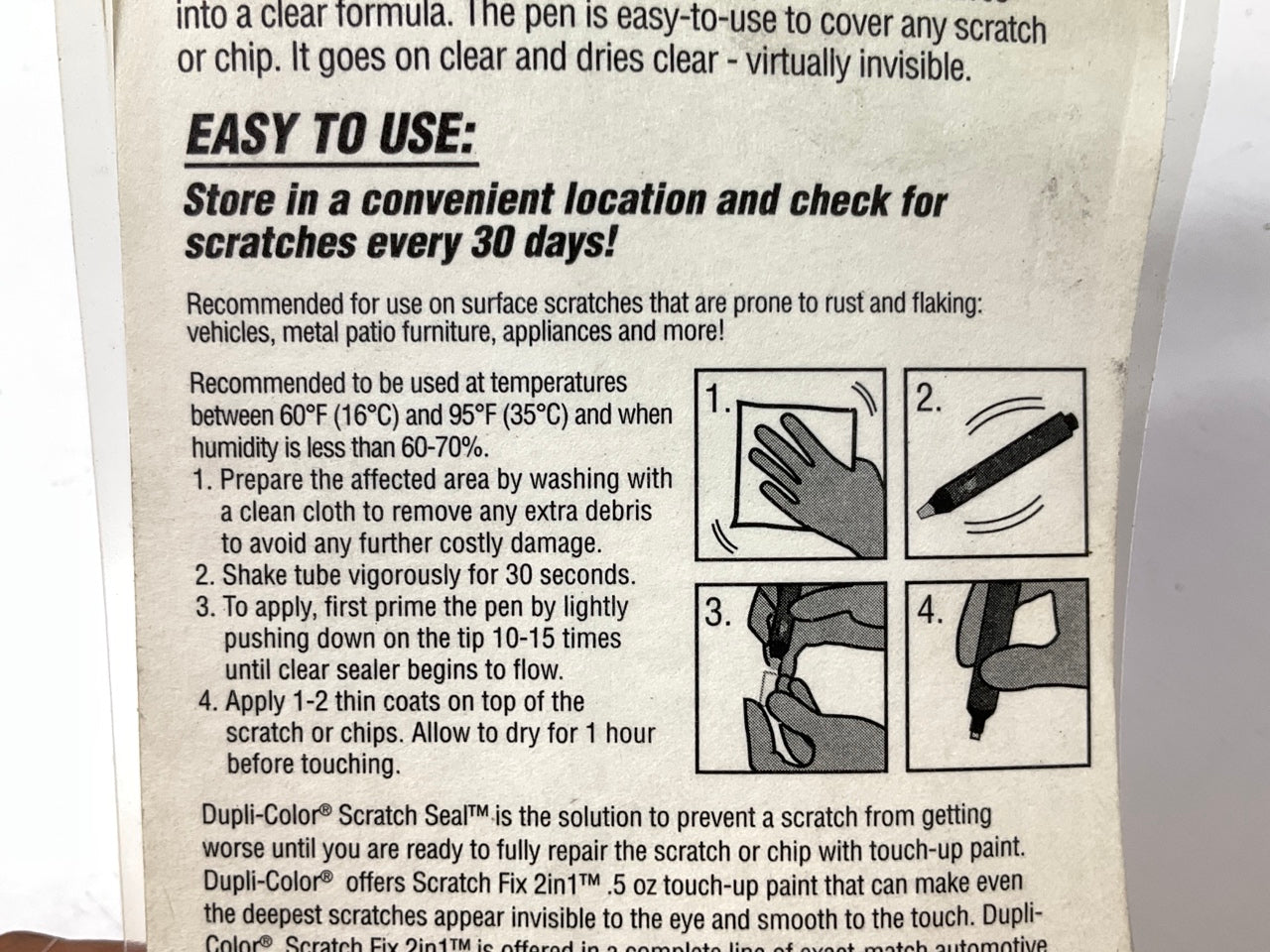 (2) Dupli-Color S24SFSS100 Scratch Fix All-in-1 Touch-Up Paint Clear Sealer Pens