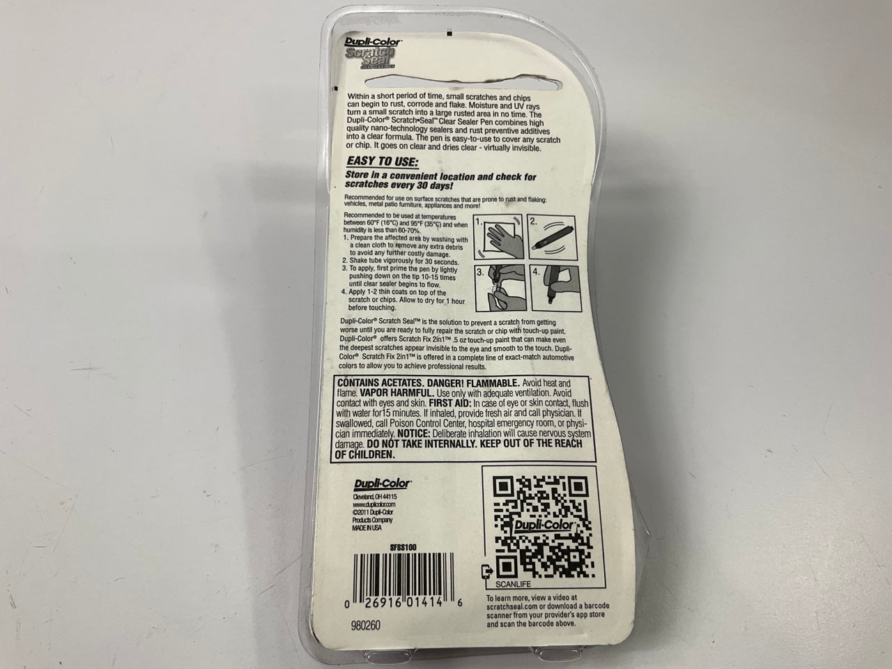 (5) Dupli-color SFSS100 Scratch Fix All-in-1 Touch-Up Paint Clear Sealer Pens