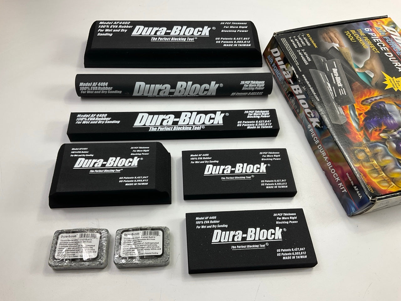 Dura-block AF44A Flexible EVA Foam Wet Or Dry Autobody Sanding Block Kit, 6pc