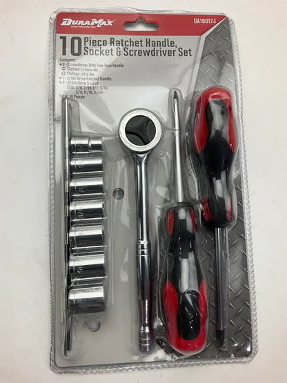 Dura Max UA10017J  10 Pc 3/8'' Ratchet Tool Set SAE Sockets