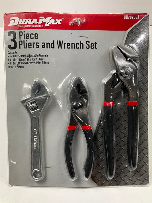 Dura Max UH70203J 3-Piece Hand Tool Set, 6''  Wrench, 6'' Joint Pliers & 8'' Pliers