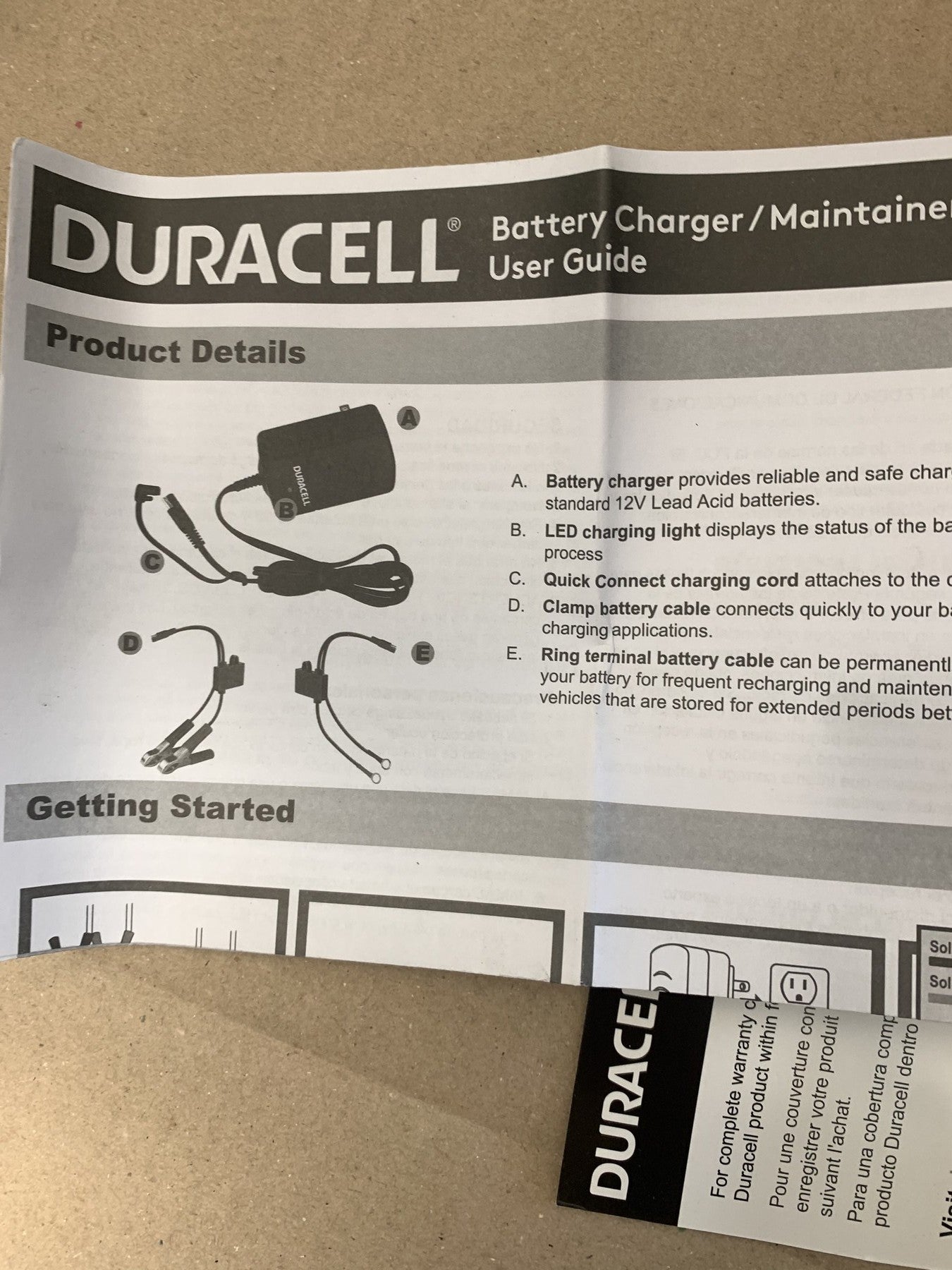 Duracell DRBM8A 800mA Battery Charger & Maintainer