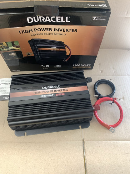 NEW - Duracell DRINV1200 1200W High Power Inverter W/ 3 AC Outlets & 1 USB Port