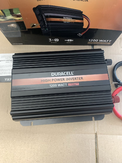 NEW - Duracell DRINV1200 1200W High Power Inverter W/ 3 AC Outlets & 1 USB Port