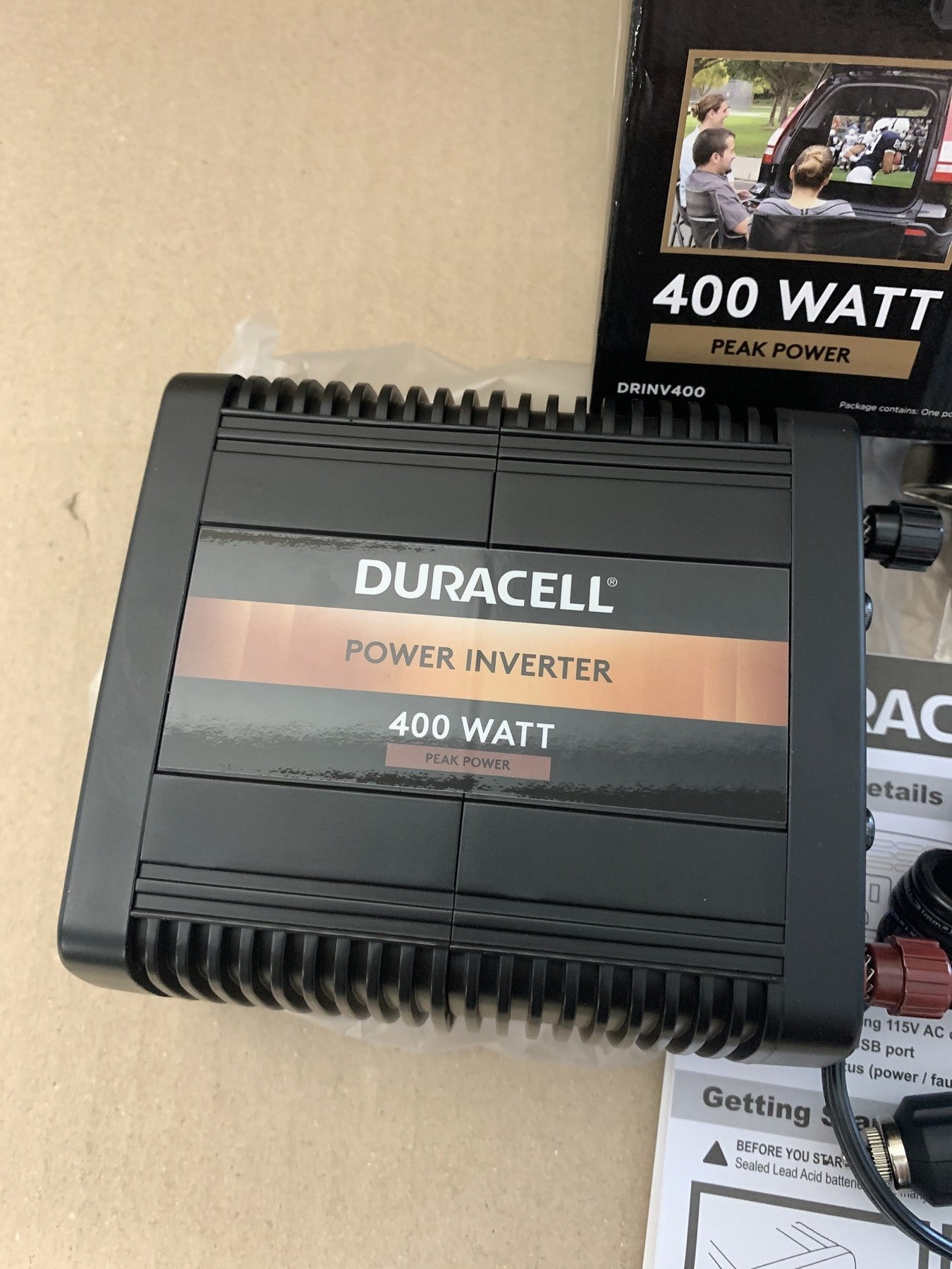 Duracell DRINV400 High Power Inverter 400 Watt Peak 320 Watts Continuous, 12V