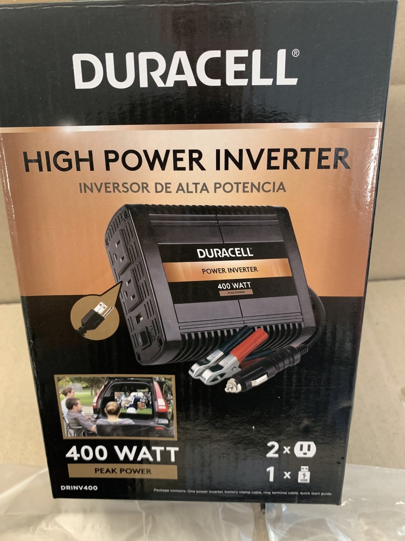 Duracell DRINV400 High Power Inverter 400 Watt Peak 320 Watts Continuous, 12V