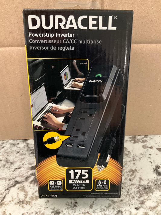 Duracell DRINVPS175  175W Powerstrip Inverter With AC Outlet & 2.1 Amp USB Ports