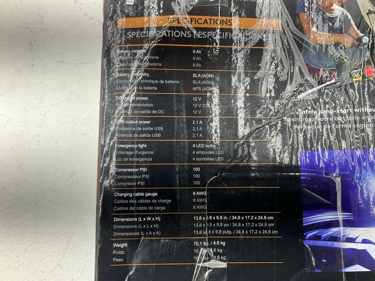 Damaged Open Box Duracell Power DRJS20 Jump Starter Battery Pack, 750 Peak Amps