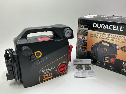 INCOMPLETE Duracell Battery Jump Starter 750 Amp W/ Tire Air Compressor Inflator